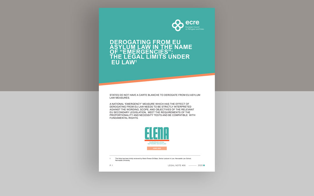 ELENA: Legal Note on Derogations from Asylum Procedures as a Result of Emergency Measures